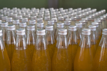 line fruit juice beverage production in factory