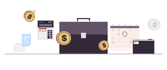Businessman briefcase and business staff flat illustration.	
