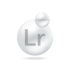 Lawrencium molecule models silver. Ecology and biochemistry concept. Isolated spheres on white background. 3D Vector Illustration.