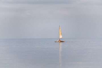 A sailboat in the open sea