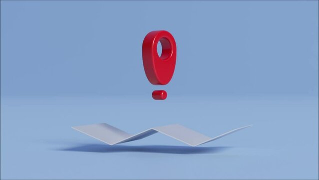 Pin of animation GPS location map icon. Appearing pointer navigation. 3d render