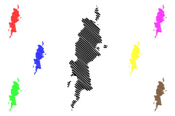 Tokashiki island (Japan, East Asia, Japanese archipelago, Kerama Islands) map vector illustration, scribble sketch Tugaifigai map