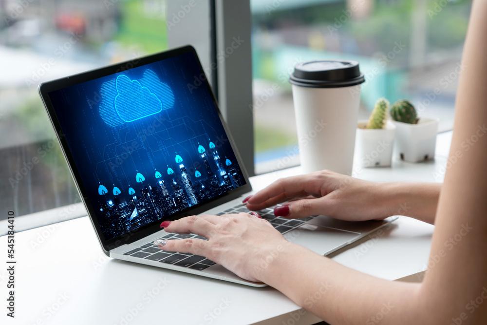 Poster cloud computing software for modish remote work and personal data storage
