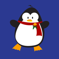 Christmas penguin with mistletoe