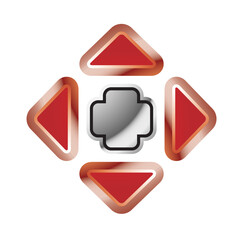 direction arrows with cross with cross