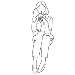 working woman , business guy business woman working while walking