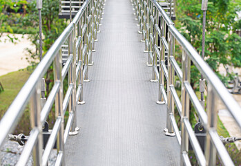 Stainless steel fence walkway on the bridge