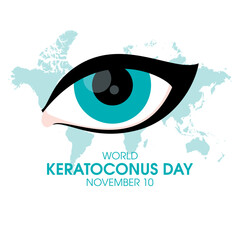 World Keratoconus Day vector. Human female eye blue green icon. Disease of the cornea. November 10. Important day