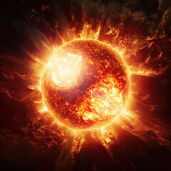 A massive solar flare ejects from the surface of the Sun.