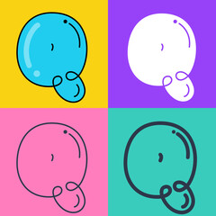 Letter Q logo. Funny bold childish style font. Overlapping line with multicolor background