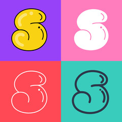 Letter S logo. Funny bold childish style font. Overlapping line with multicolor background