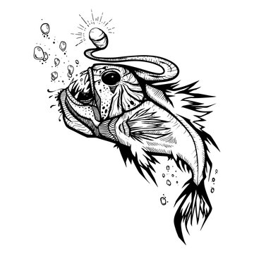 recommend clip art: Deep sea fish angler.