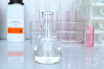 isopropyl myristate in glass, chemical in the laboratory and industry