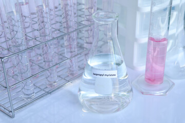  isopropyl myristate in glass, chemical in the laboratory and industry