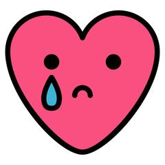 crying drop sad emoji heart icon