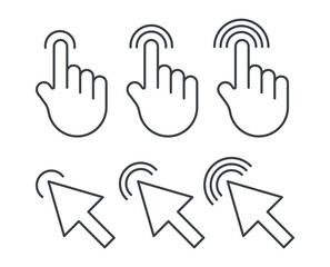 hand icon touch and pointer icon vector