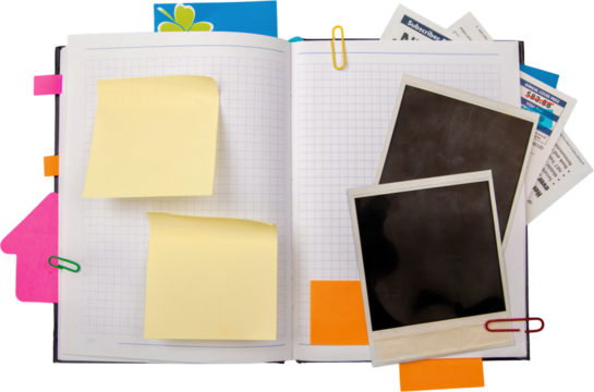 Organizer, Blank Post It Notes And Photos - Isolated