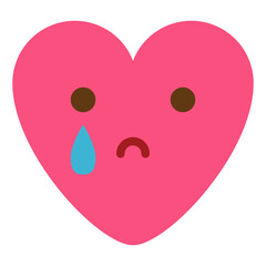 crying drop sad emoji heart icon