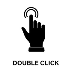 Double Click Gesture, Hand Cursor of Computer Mouse Black Silhouette Icon. Pointer Finger Glyph Pictogram. Swipe Double Press Touch Point Tap on Cyberspace Website Sign. Isolated Vector Illustration