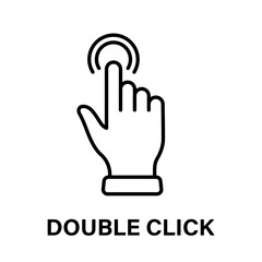 Double Click Gesture of Computer Mouse. Pointer Finger Black Line Icon. Cursor Hand Linear Pictogram. Press Tap Touch Swipe Point Outline Symbol. Editable Stroke. Isolated Vector Illustration