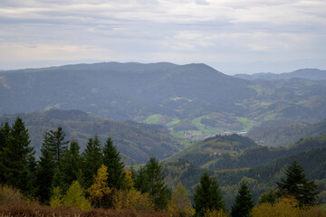 Fototapeta na wymiar Beautiful view from a mountain in the Black Forest