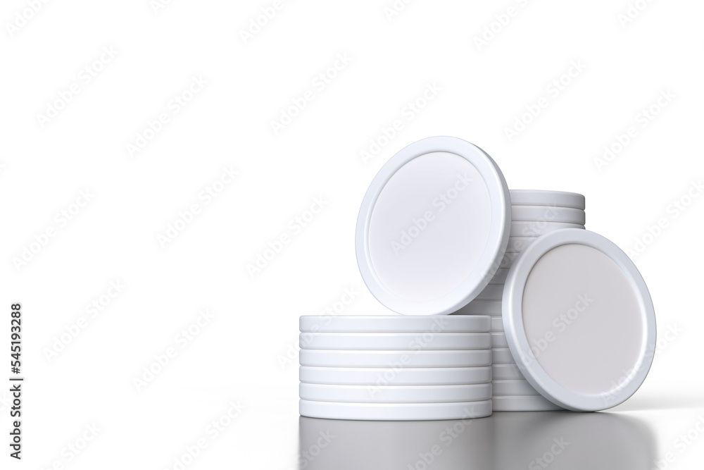 Poster token stacks mock-up suitable for designing cryptocurrency or payment application concepts. high qua