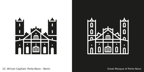 Great Mosque of Porto-Novo Icon. Landmark building of Porto-Novo, the capital city of Benin