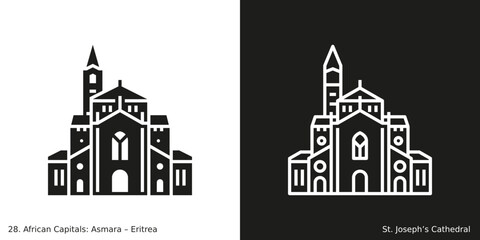 Obraz premium St. Joseph’s Cathedral Icon. Landmark building of Asmara, the capital city of Eritrea