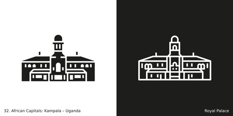Fototapeta premium Royal Palace Icon. Landmark building of Kampala, the capital city of Uganda