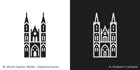 Obraz na płótnie Canvas St. Elizabeth’s Cathedral Icon. Landmark building of Malabo, the capital city of Equatorial Guinea