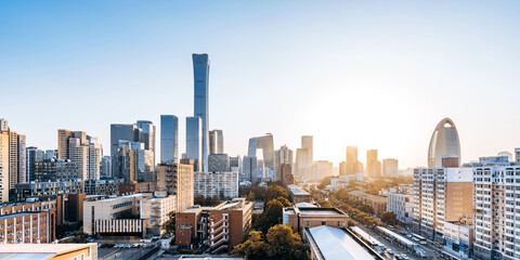 Fototapeta premium Sunny day scenery of CBD buildings in Beijing, China