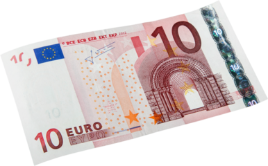 Ten Euro banknote isolated on white