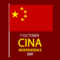 China INDEPENDENCE day flag, vector art illustration.