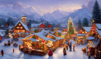 christmas market in a quaint alpine village