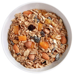 Bowl of granola and dried fruit