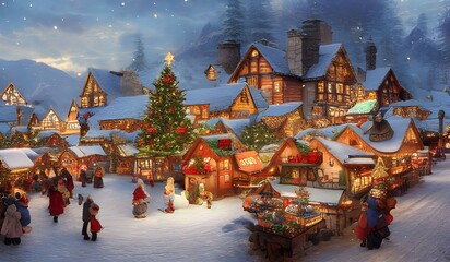 christmas market in a quaint alpine village