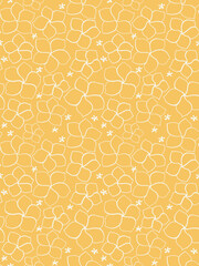 A seamless bright floral pattern of frangipanis in yellow outlined in white. Great for textile, fashion, decor, baby clothes, kids wear, wallpaper and more.