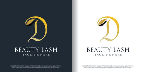 Obraz premium Eyelash logo icon with letter D concept premium vector