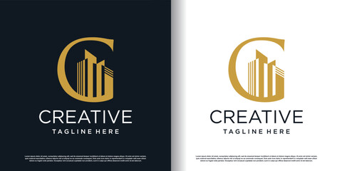 Building logo icon with letter G concept premium vector
