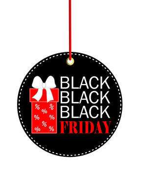 Illustration. Black label with the inscription "Black Friday" on a transparent background. For printing advertising materials, announcements, posters, signs. Sale of content, discounter.