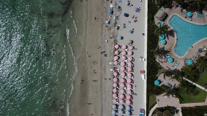 Fototapeta na wymiar Aerial view of the Hallandale Beach in Miami
