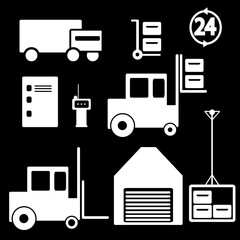 illustration vector graphic of one set warehouse icon  with black and white colour,good for your project.