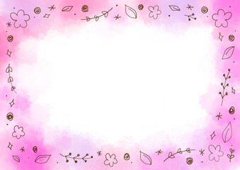 花のフレーム　背景　ピンク