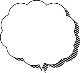 影ストライプのシンプルなモノクロ吹き出し単品