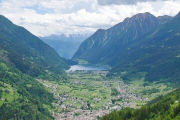 Fototapeta na wymiar View of beautiful town of Poschiavo in Switzerland