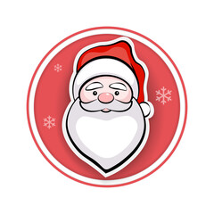 Round sign with outline of Santa Claus in a hat.