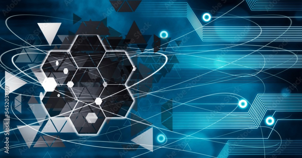 Poster 3d rendering of a technology background with light trails