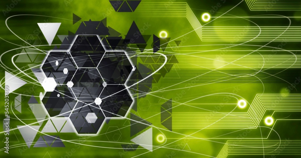 Poster 3d rendering of a digital technology background with light trails