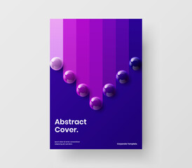 Original book cover A4 design vector template. Clean realistic spheres company identity concept.