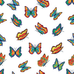 Bright multicolored butterflies seamless pattern. Wallpaper, background, children party, craft paper